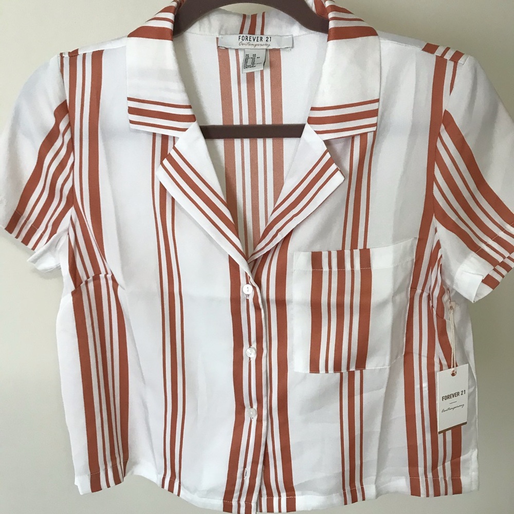 FOREVER 21 Stripped Button Down Blouse XS